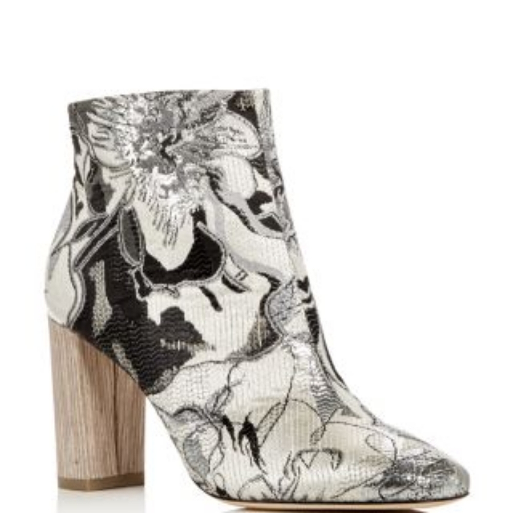 NIB POUR LA VICTOIRE Rickie Brocade Steel Grey High Heel Ankle Boots sz 10 - Picture 3 of 16